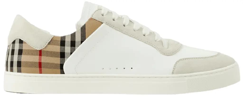 Giày Burberry Leather Check Sneakers 'White Beige' 80690891