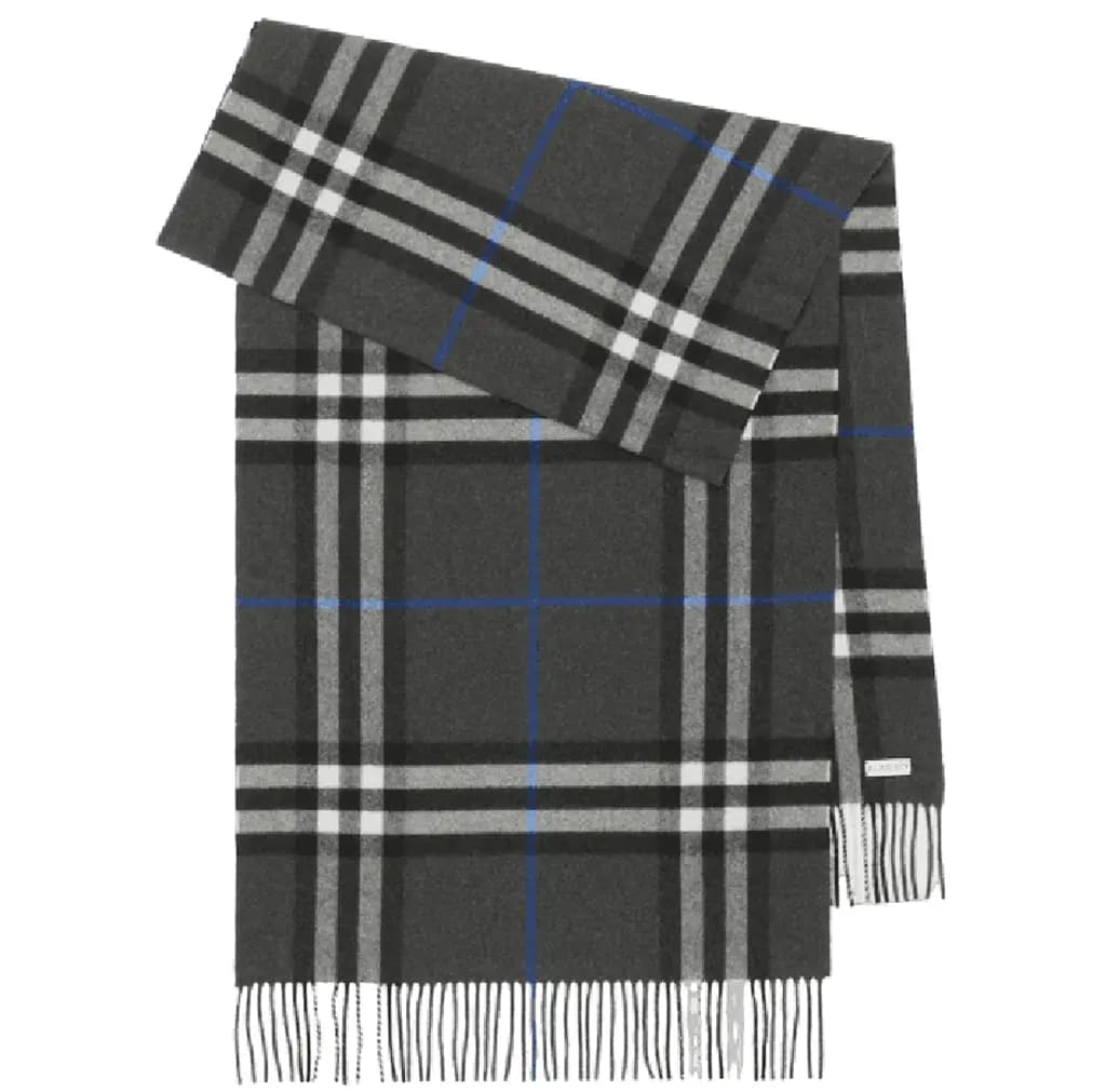 Khăn Burberry Wide Check Cashmere Scarf 'Dark Charcoal' 80952081