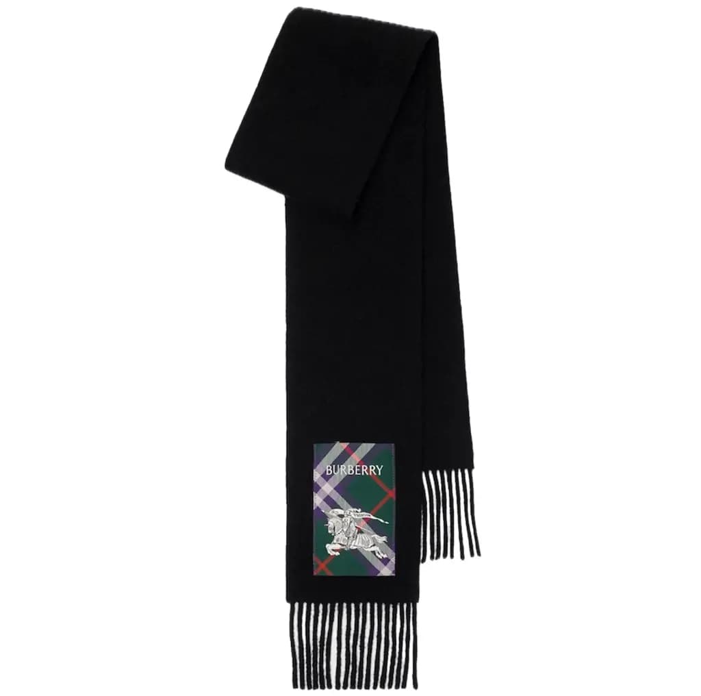 Khăn Burberry Check Label Cashmere Scarf 'Black' 81039971