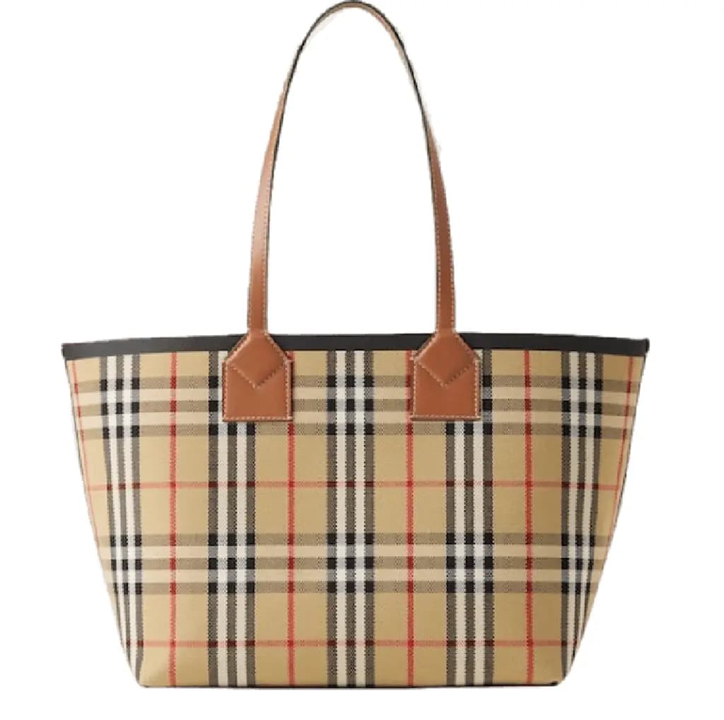 Túi Burberry London Small Check Cotton Tote 'Briar Wood' 80661631