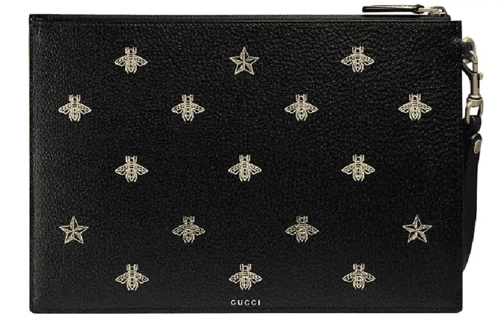Túi Gucci Bee Star Leather Pouch 'Black' 495066-DJ2KT-8474