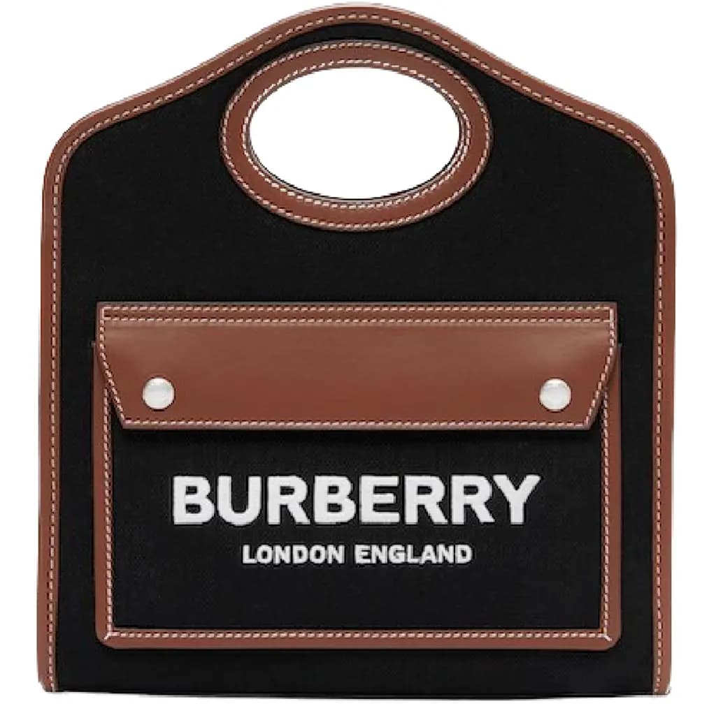 Túi Burberry Technical Cotton Leather Mini 'Black Tan' 80557461