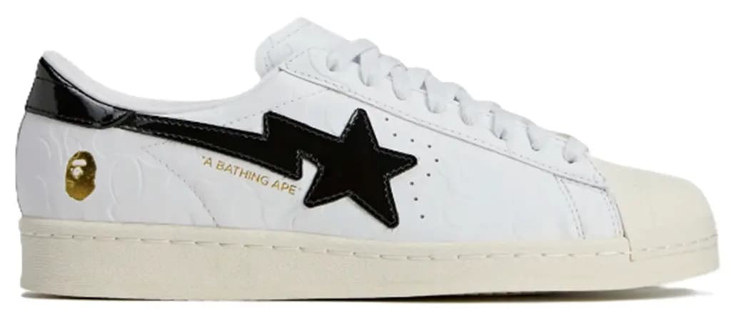 Giày Adidas Superstar Vintage 'Bape White Black' JR2701