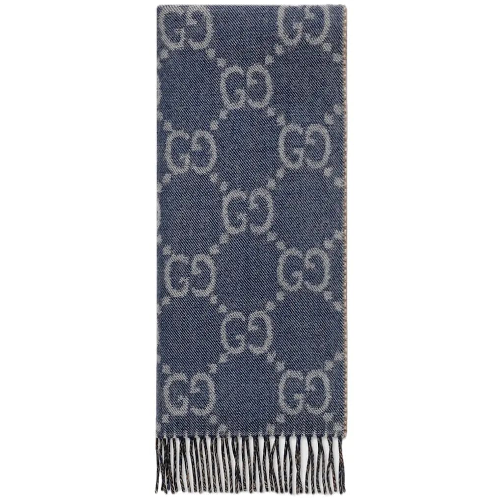 Khăn Gucci GG Jacquard Knit Scarf Tassels 'Navy' 676610-3G200-4165