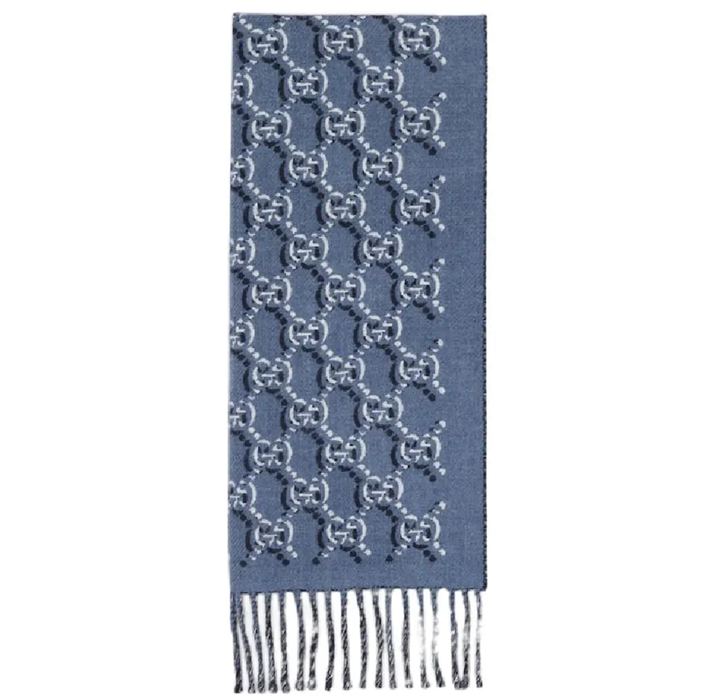 Khăn Gucci Wool Scarf GG Shadow 'Blue' 809825-4G200-4468