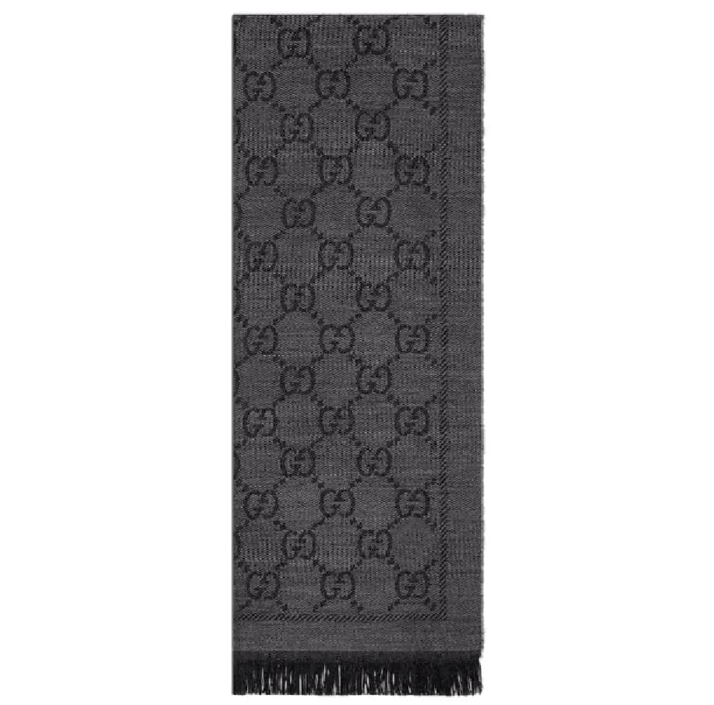 Khăn ‎Gucci GG Jacquard Pattern Knitted Scarf 'Grey' 133483-3G200-1160