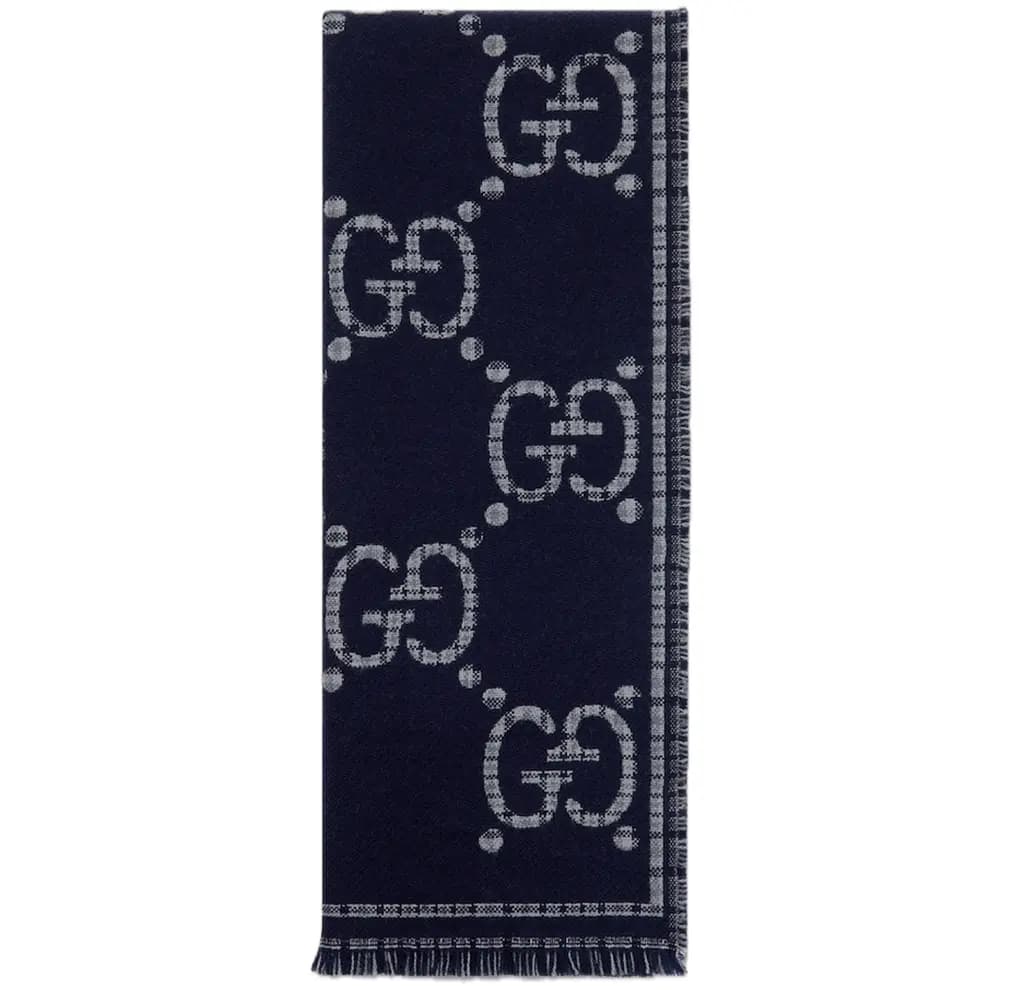 Khăn Gucci Check GG Wool Scarf 'Blue' 660025-4G386-1468