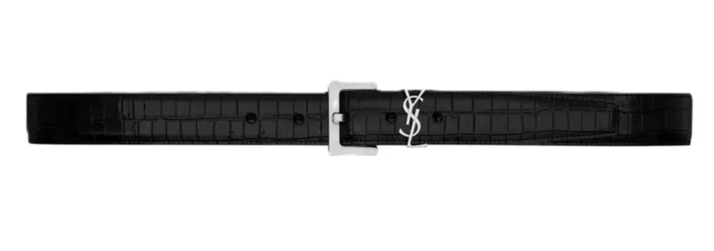 Thắt Lưng Saint Laurent Cassandre Crocodile 'Black' 634440AAIW11000