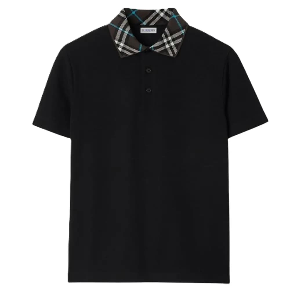 Áo Burberry Check Collar Cotton 'Black' 8103865