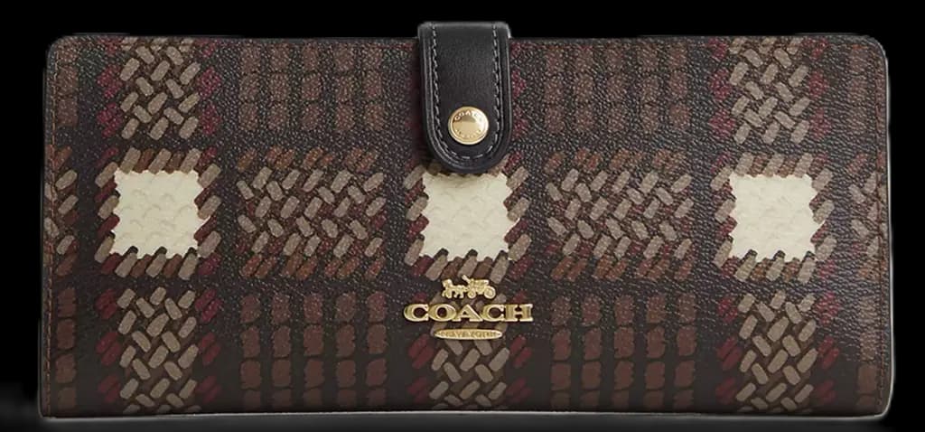 VÍ Coach Slim Wallet Brushed Plaid 'Brown' CN015-IMBMC