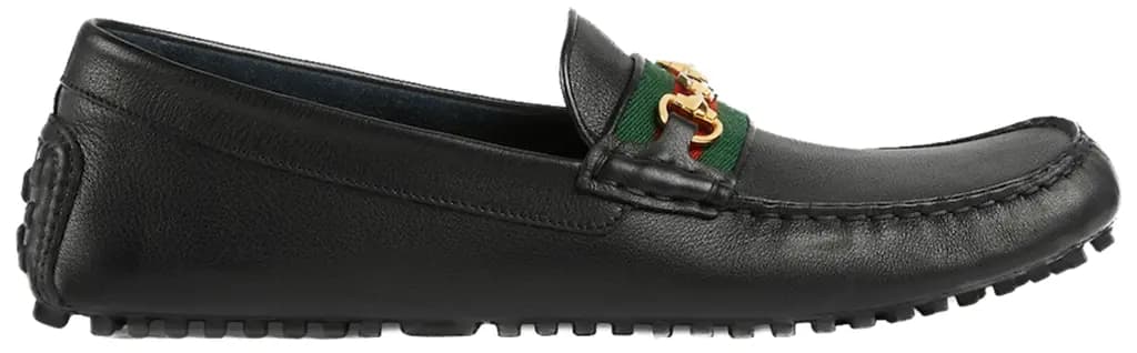 Giày Gucci Driver With Web Leather 'Black' 624698-1XH10-1066