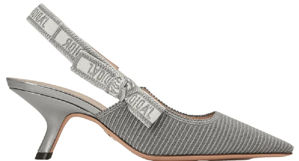 Giày Dior J'adior Slingback Pump Metallic Fabric 'Silver' KCP866ELF-S75K