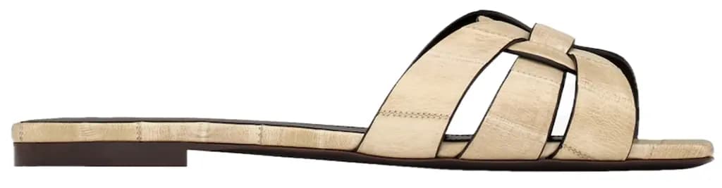 Dép Saint Laurent Tribute Mules In Eel ‘Ivory’ 7485760WX009208