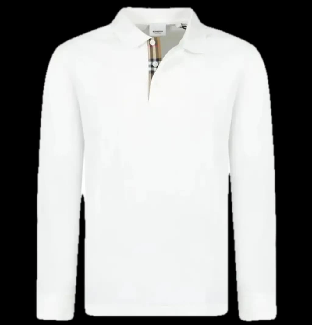 Áo Burberry Hartford Long Sleeve Check Placket ‘White’ 80844031