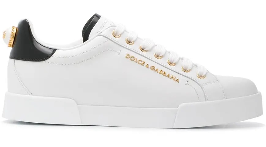 Giày Dolce &amp; Gabbana Portofino Gold Logo White Leather CK1602-AH506-89662 — tieu-de: 39