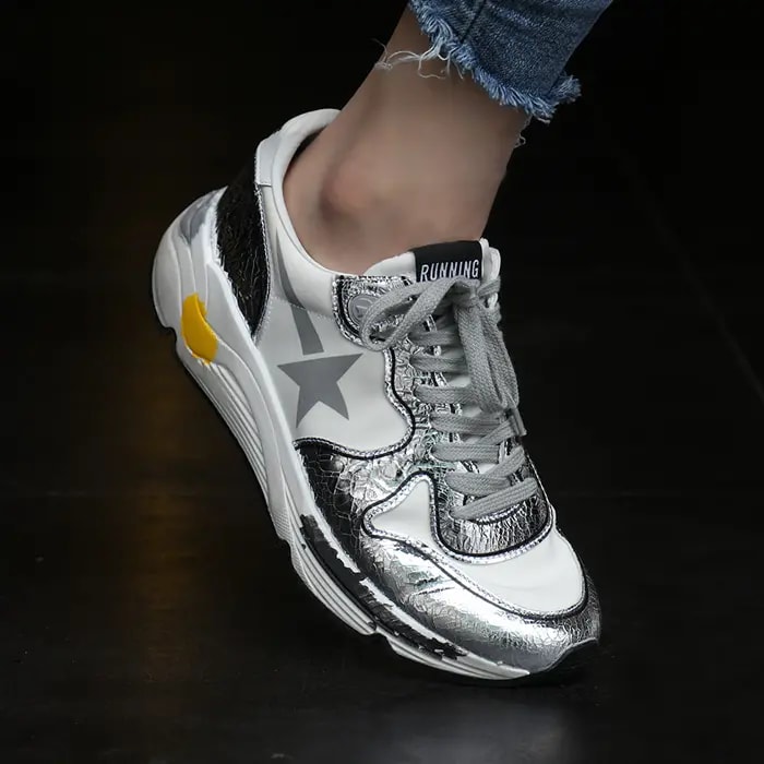 Giày Golden Goose Women's Sneakers Running White Silver GWF00126-F000327-80185 — ảnh 4