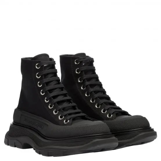 Giày Alexander McQueen Wmns Fashion Black Fabric Hi Top 611706-W4L32-1000 — ảnh 2