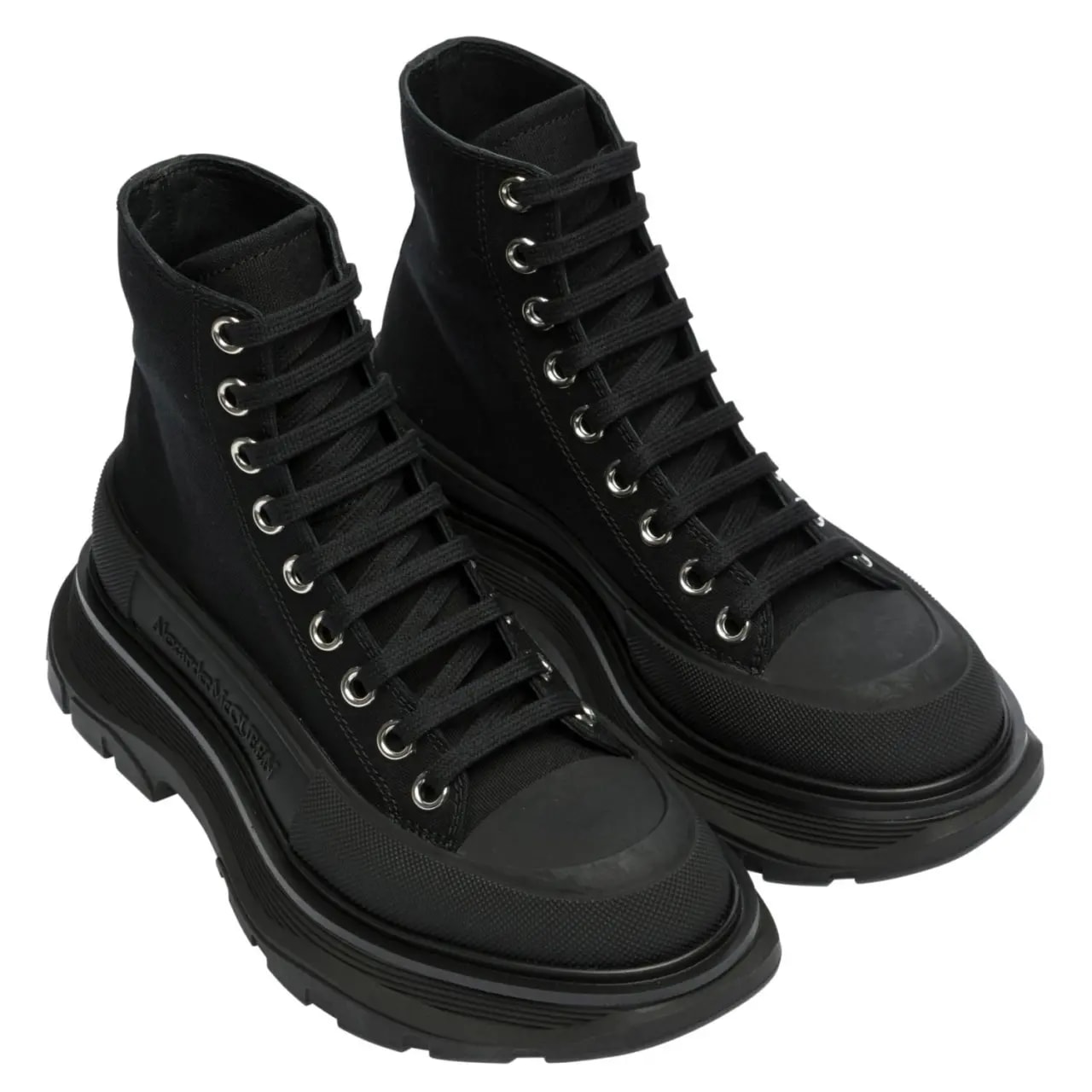 Giày Alexander McQueen Wmns Fashion Black Fabric Hi Top 611706-W4L32-1000 — ảnh 4
