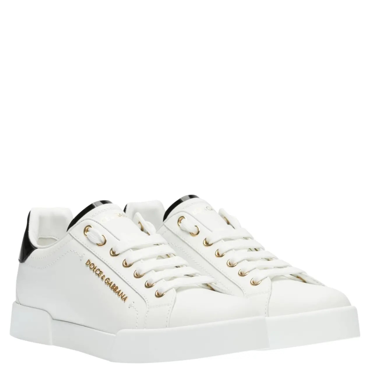Giày Dolce &amp; Gabbana Portofino Gold Logo White Leather CK1602-AH506-89662 — ảnh 4