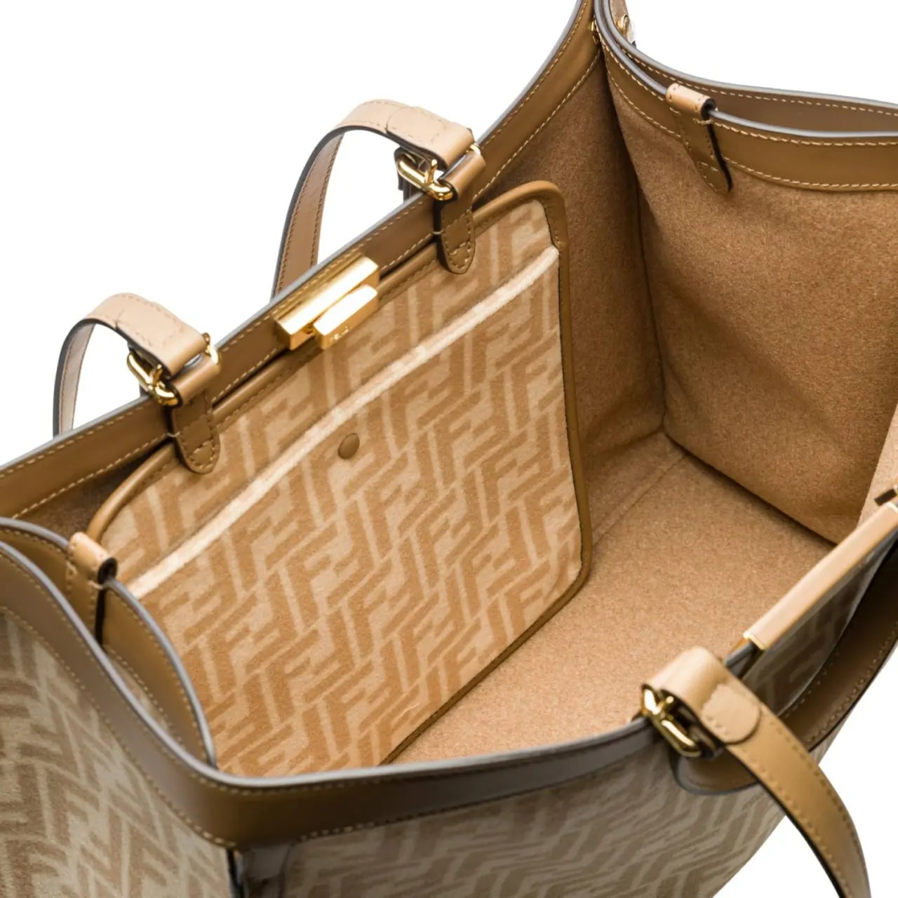 Túi Fendi PEEKABOO X-TOTE FF Wool Bag 'Beige' 8BH374-AHJ8-F1F24 — ảnh 3