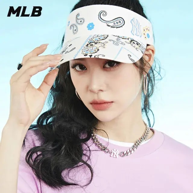 Mũ MLB Paisley Sun Cap NY Yankees White 3ASC06123-50IVS — ảnh 2