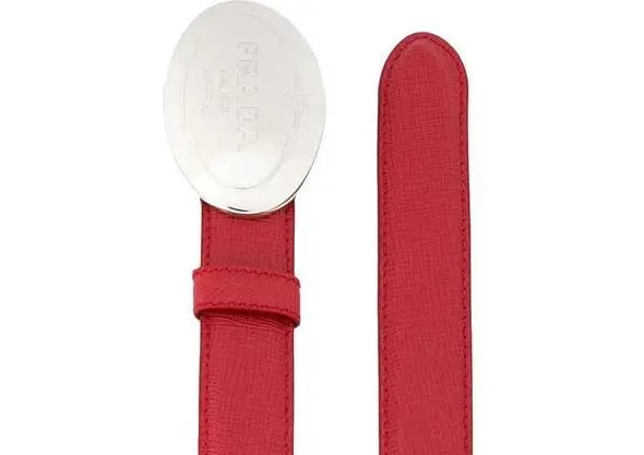 Thắt Lưng Prada Oval Logo Buckle Red Leather Belt 1CC182053F068Z — ảnh 2