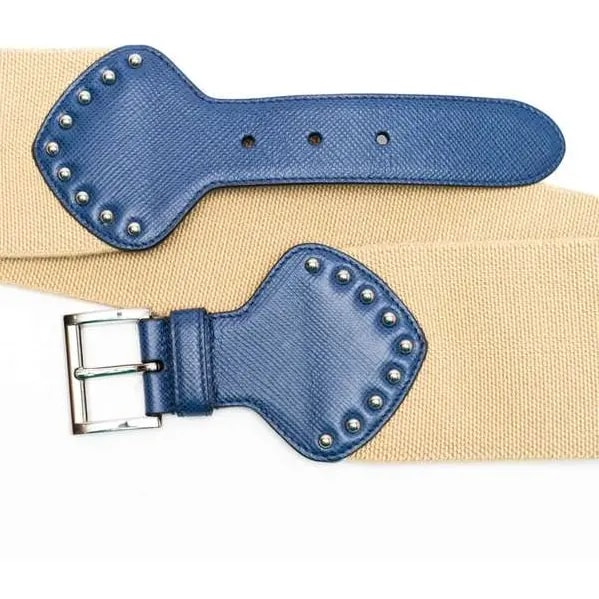 Thắt Lưng Prada Blue Leather Beige Band Waist Belt 1IB1214POF0008 — ảnh 4