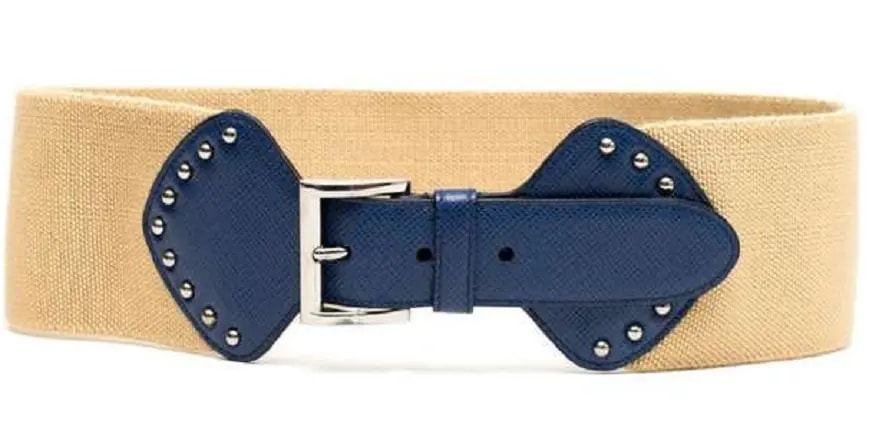 Thắt Lưng Prada Blue Leather Beige Band Waist Belt 1IB1214POF0008 — kich-thuoc: 80cm