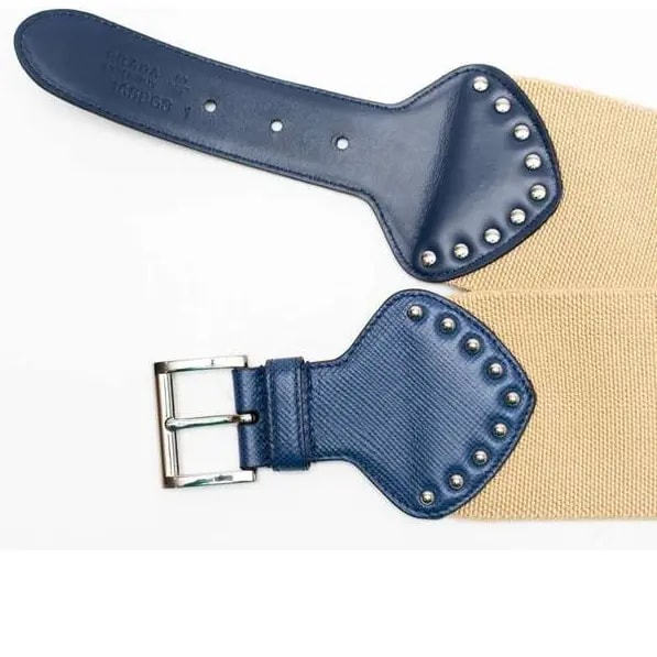 Thắt Lưng Prada Blue Leather Beige Band Waist Belt 1IB1214POF0008 — ảnh 3