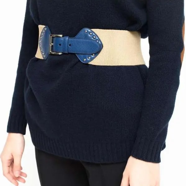 Thắt Lưng Prada Blue Leather Beige Band Waist Belt 1IB1214POF0008 — ảnh 2