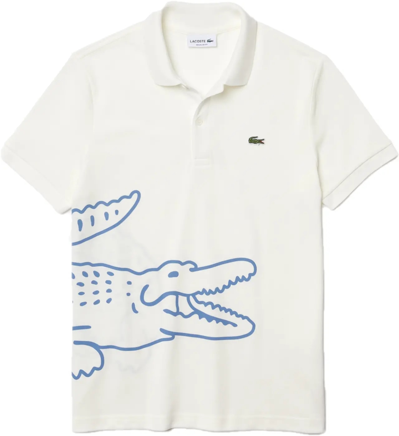 Áo Lacoste Men's Crocodile Print White Polo Shirt PH9739-70V — kich-thuoc: M