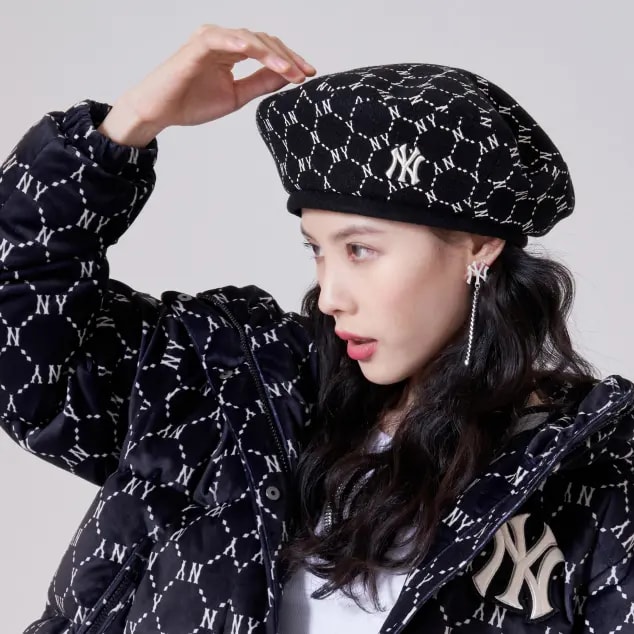 Mũ MLB Monogram Diamond Wool Beret 3ACBB0616-50BKS — ảnh 4