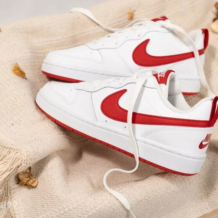 Giày Nike Court Borough Low 2 GS 'White University Red' BQ5448-103 — ảnh 4