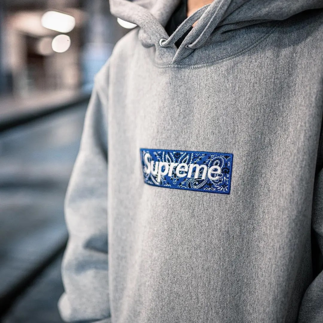 Áo Supreme Bandana Box Logo Hooded Sweatshirt Heather Grey SUP-BABLHSHGY — ảnh 2