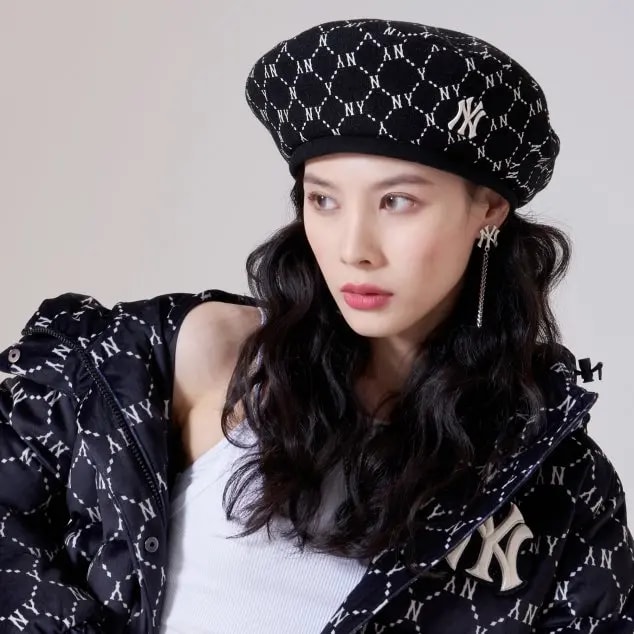 Mũ MLB Monogram Diamond Wool Beret 3ACBB0616-50BKS — ảnh 5