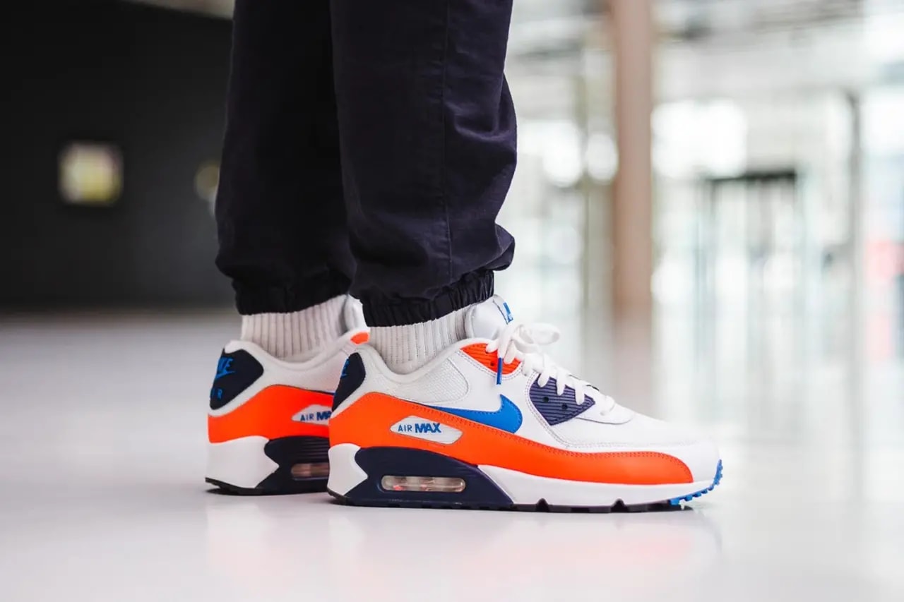 Giày Nike Air Max 90 White 'Photo Blue Total Orange' AJ1285-104 — ảnh 2