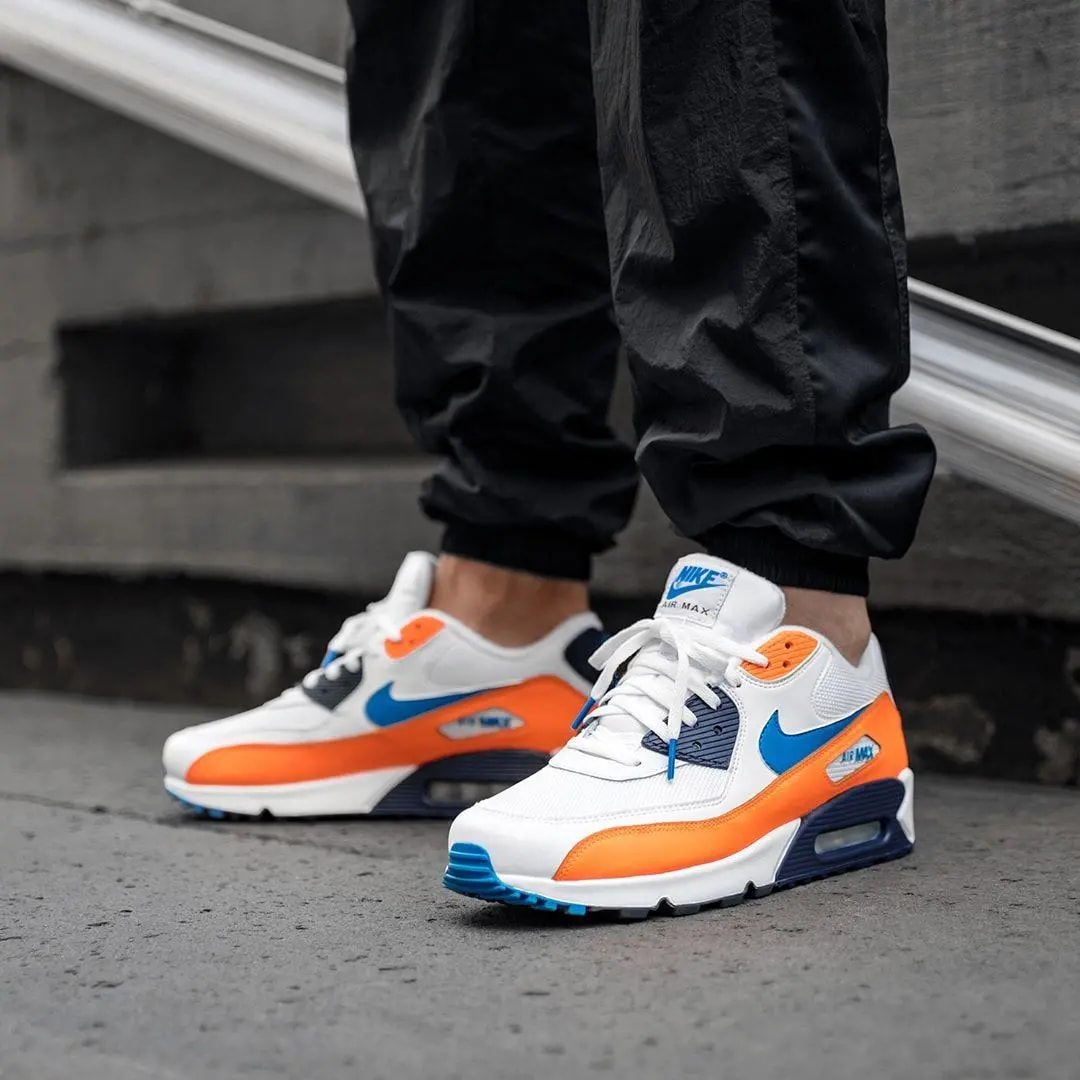 Giày Nike Air Max 90 White 'Photo Blue Total Orange' AJ1285-104 — ảnh 4