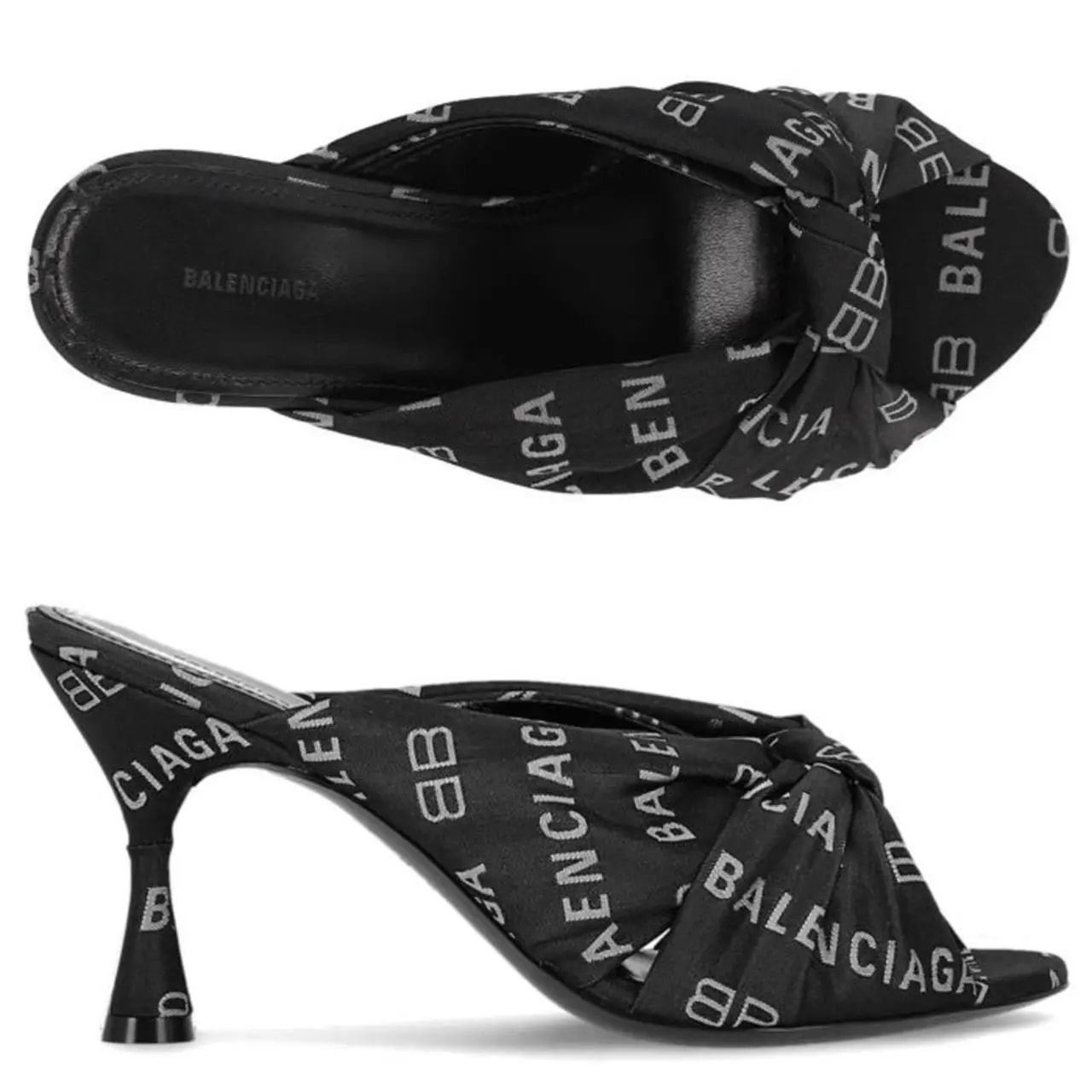 Giày Balenciaga Drapy Sandals Black 623334 W2BX0 1090 — ảnh 4