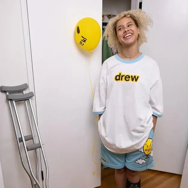 Áo Drew House Oversized Secret SS Ringer Tee White Sea Blue — ảnh 2