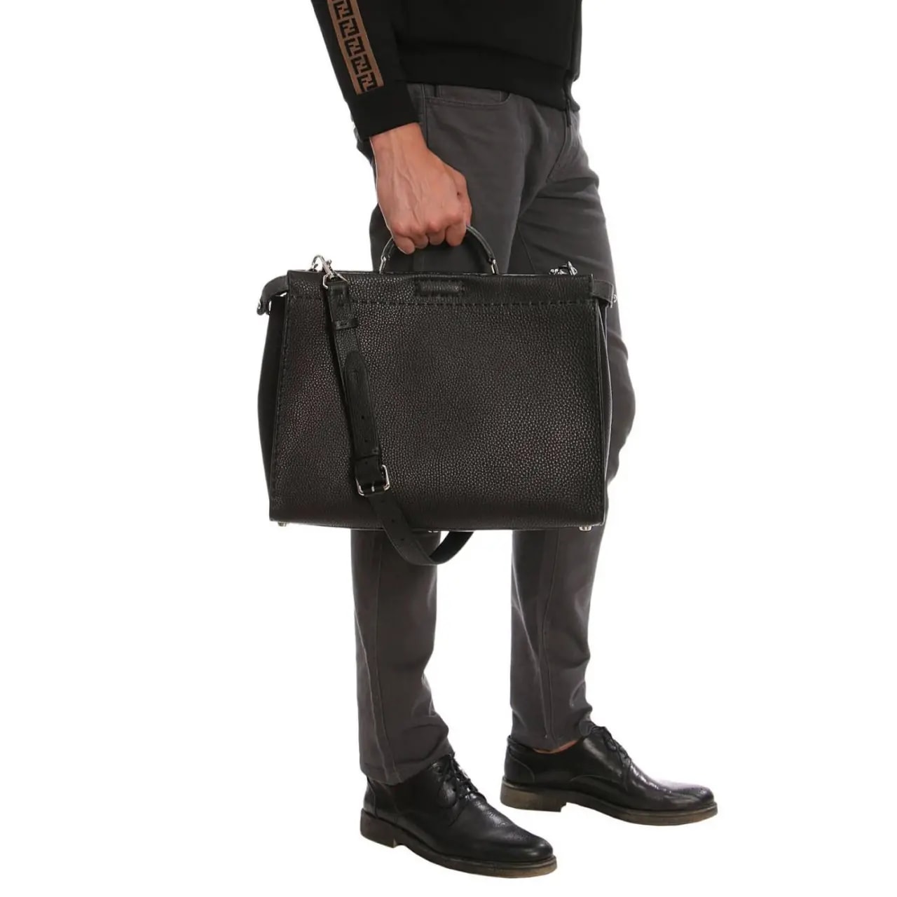 Túi Fendi Handbags Peekaboo Selleria Men Leather Black 7VA388-A4BH-F0B1J — ảnh 2