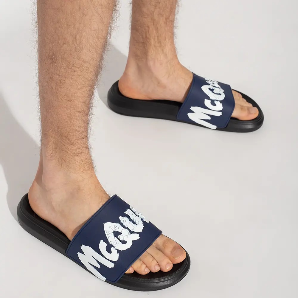 Dép Alexander Mcqueen Graffity Pool 'Black Navy' 682490-W4QS3-4478 — ảnh 2