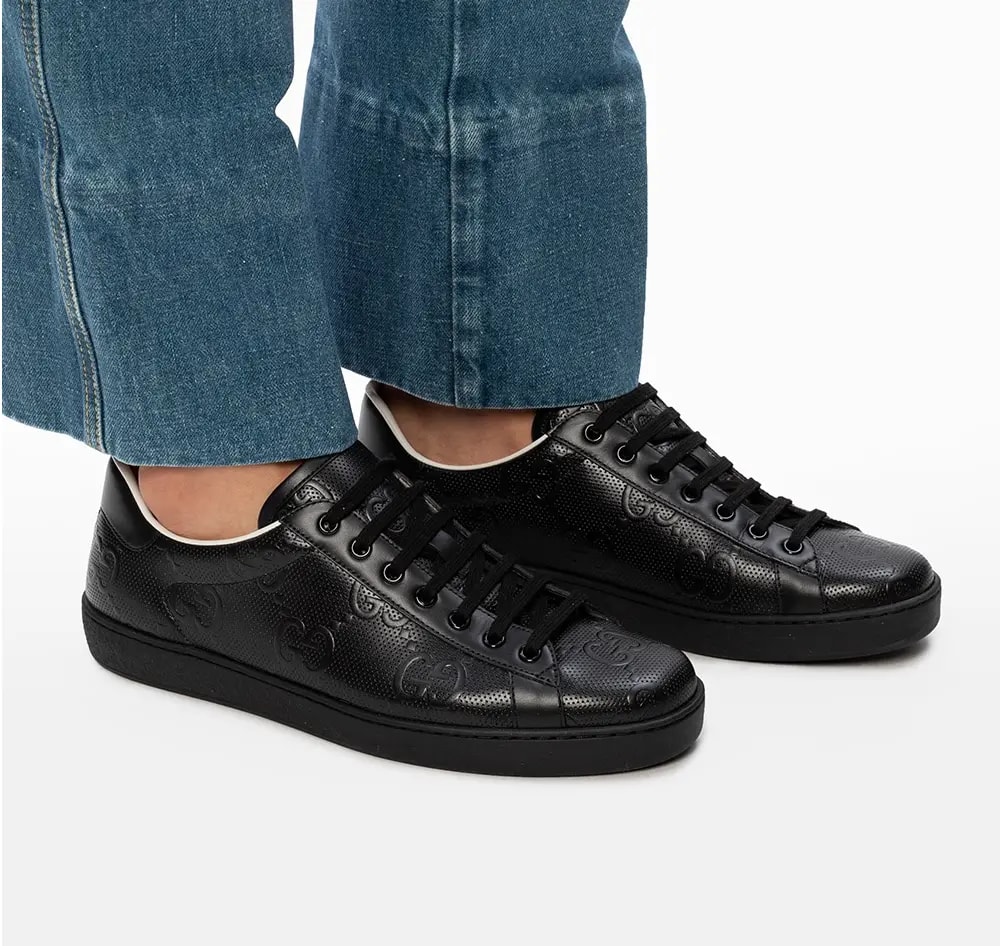 Giày Gucci Ace 'GG Embossed Black' 625787 1XK10 1000 — ảnh 4