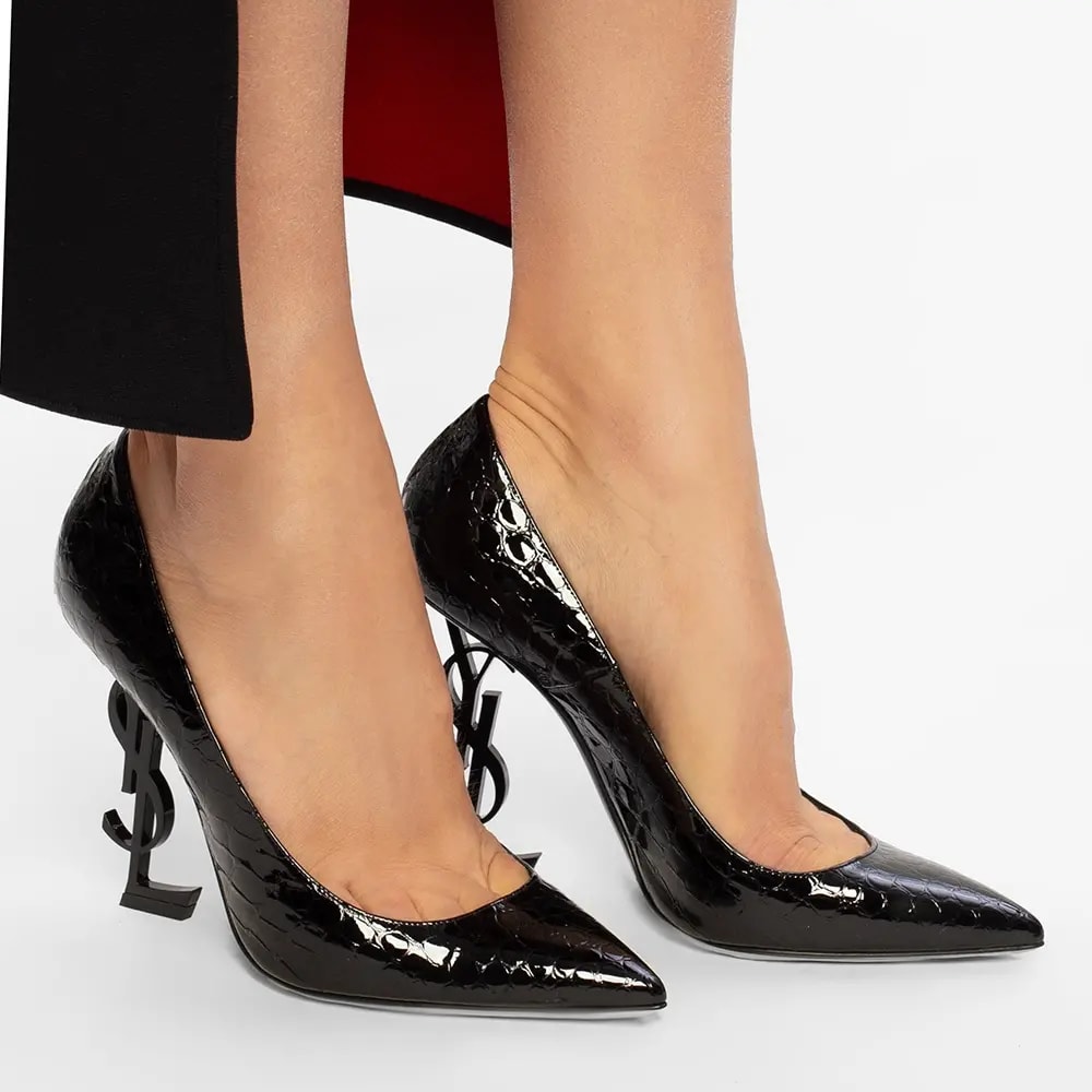 Giày Saint Laurent Opyum Pumps Patent Leather Black Heel 4720110NPVV1000 — ảnh 2