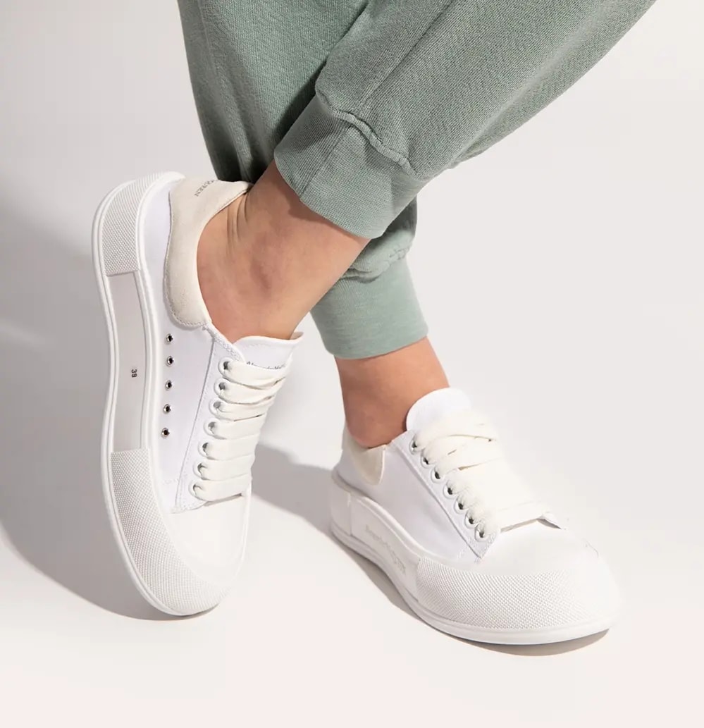 Giày Alexander McQueen Wmns Deck Lace-Up Plimsoll 'White' 654593-W4PQ1-9000 — ảnh 2