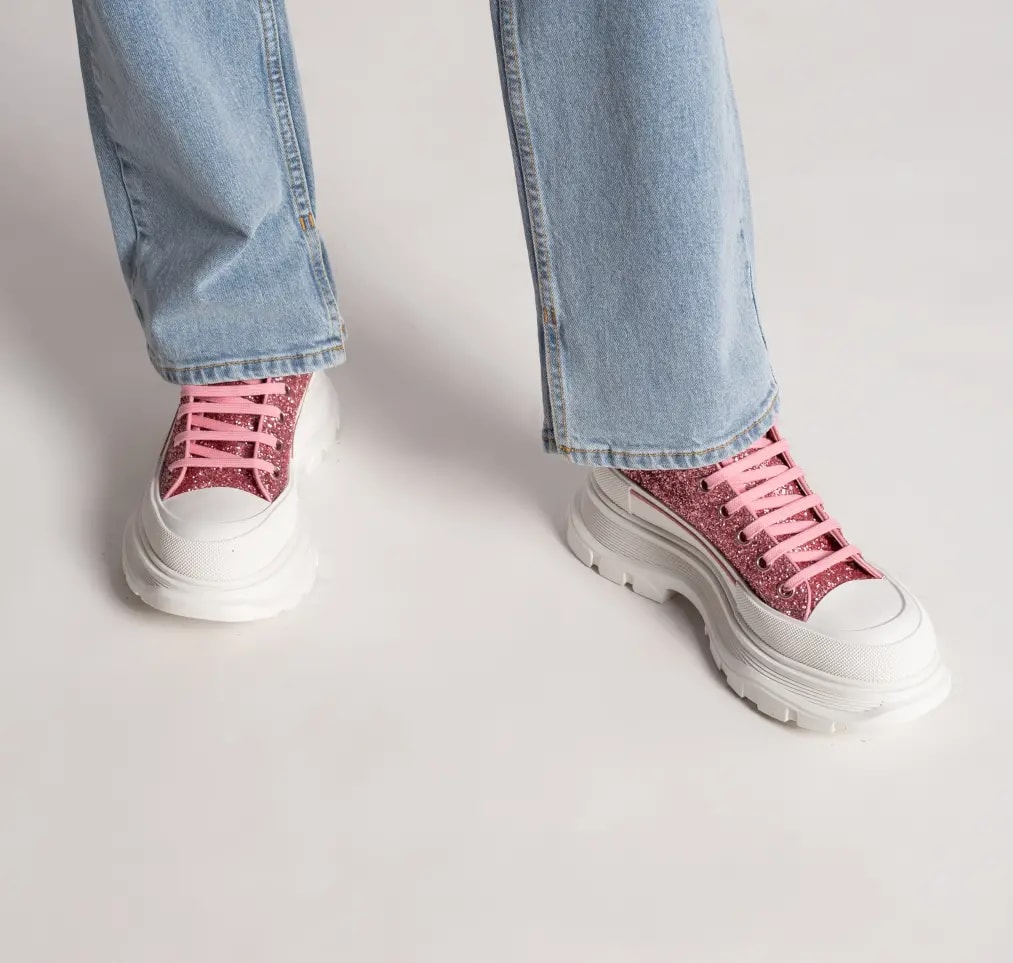 Giày Alexander McQueen Tread Slick Glittered Sneakers 'Pink' 666806-W4JF4-5489 — ảnh 5