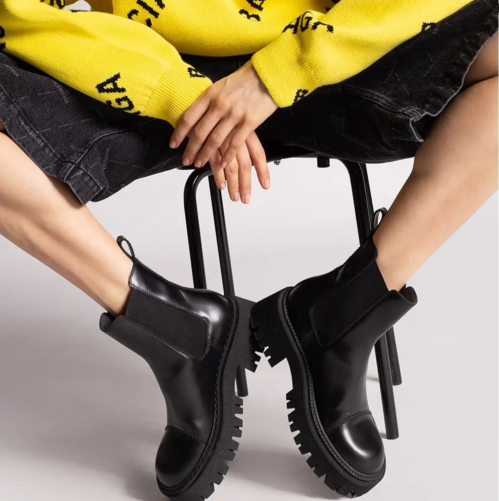 Giày Balenciaga Black Tractor Boots 641399-WA8E9-1000 — ảnh 4