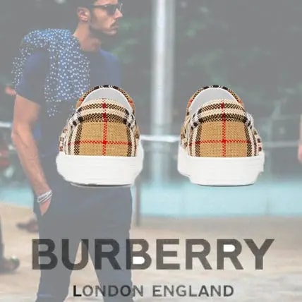 Giày Burberry Bio-based Sole Latticed Cotton Slip-on Beige 80321921 — ảnh 5