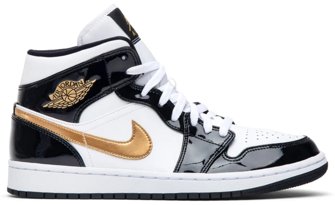 Giày Nike Air Jordan 1 Mid Patent 'Black Gold' 852542-007 — kich-thuoc: 42