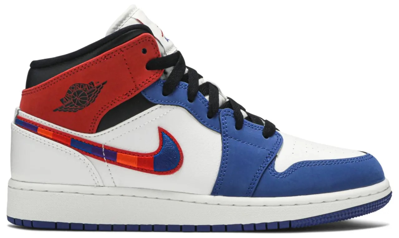 Giày Nike Air Jordan 1 MID SE GS 'Multicolored Swoosh' BQ6931-146 — kich-thuoc: 36