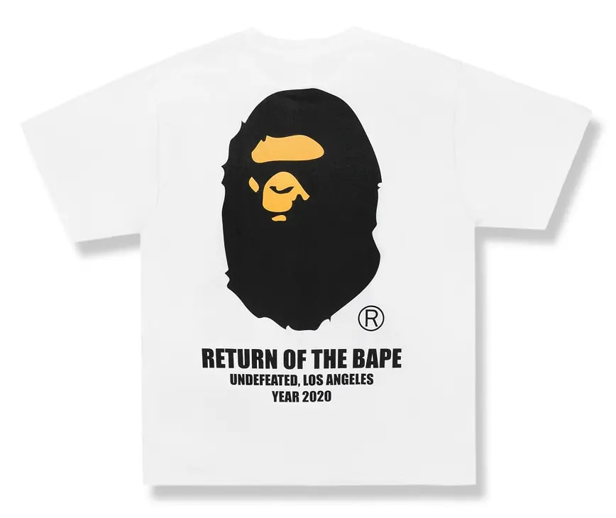 Áo Bape x Undefeated Ape Head Tee White — ảnh 2